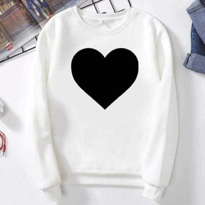 Heart Printed Fleece Full Sleeves Pull Over Sweatshirt For Women - HB INDUSTRIES - Hoodies & Sweatshirts - 