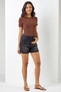 High Waist Stretch Denim Shorts