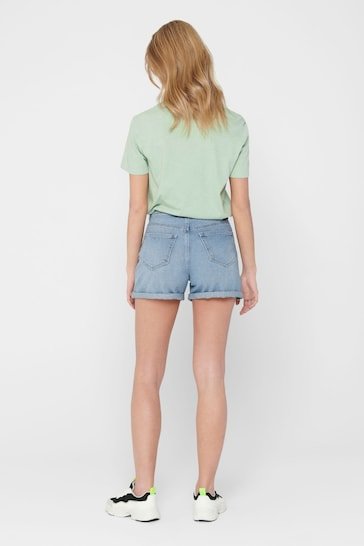 High Waisted Stretch Mom Denim Shorts - HB INDUSTRIES - Shorts & Skirts - 