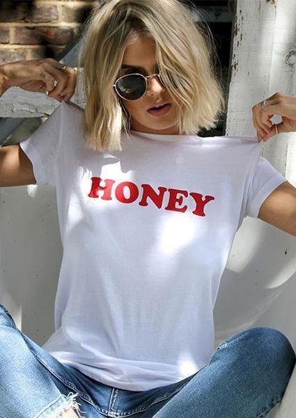 HONEY Printed Short - sleeved T - Shirt - HB INDUSTRIES - Tops & T - Shirts - 