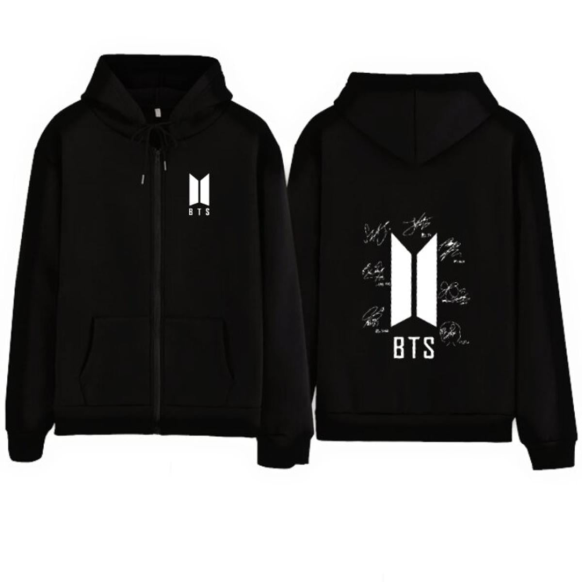 Hoodie Trendy Stylish Casual Fashionable BTS BOOK FRONT Print In black zipper - HB INDUSTRIES - Hoodie & Sweatshirt - 