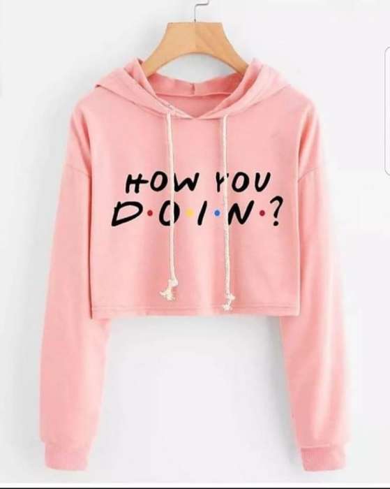 How You Doin Crop Printed Fleece Hoodie For womens - HB INDUSTRIES - Hoodies & Sweatshirts - 