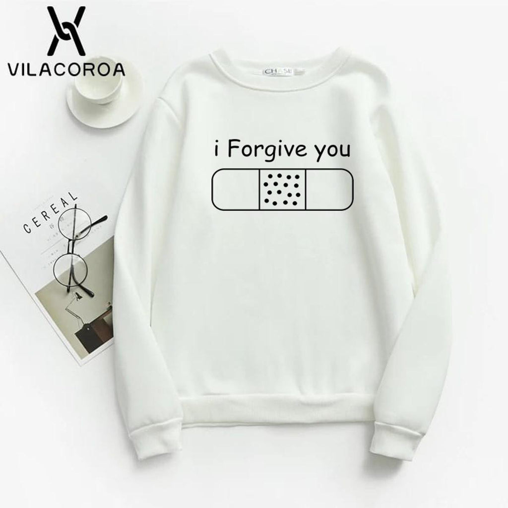 I Forgive You Printed Fleece Full Sleeves Pull Over Sweatshirt For Women - HB INDUSTRIES - Hoodies & Sweatshirts - 
