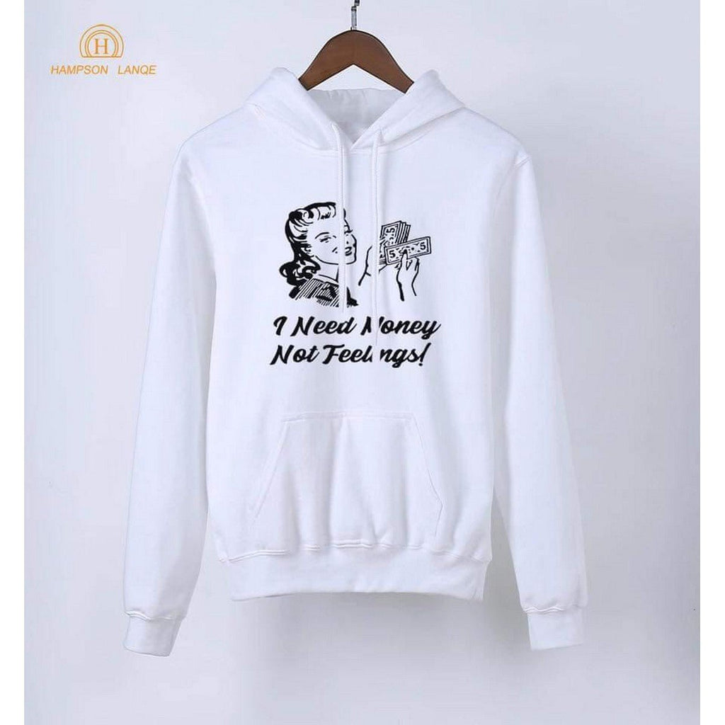 I Need Money Not Feelings Printed Fleece Ribbed Neck Fullsleeves Sweatshirt - HB INDUSTRIES - Hoodies & Sweatshirts - 