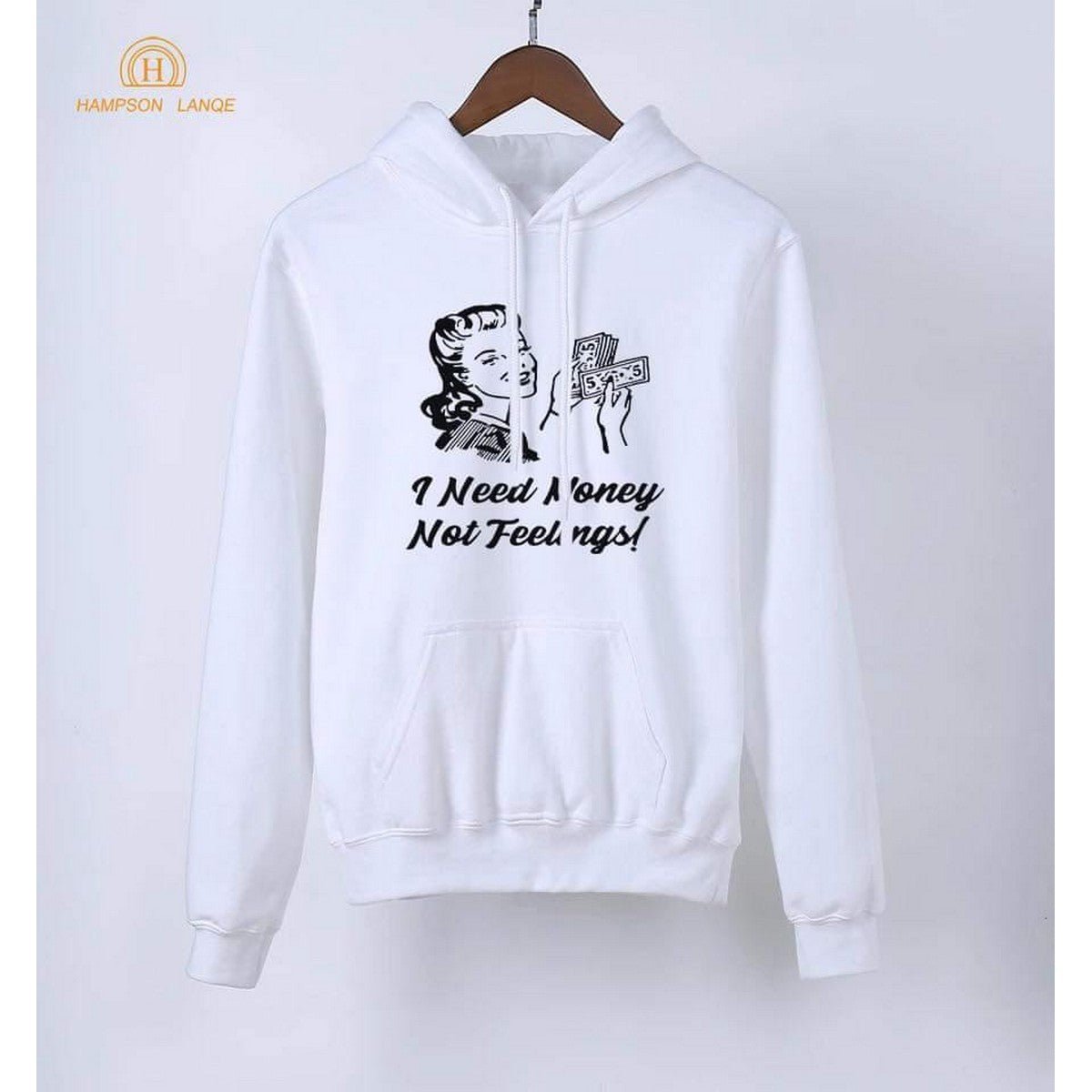 I Need Money Not Feelings Printed Fleece Ribbed Neck Fullsleeves Sweatshirt - HB INDUSTRIES - Hoodies & Sweatshirts - 