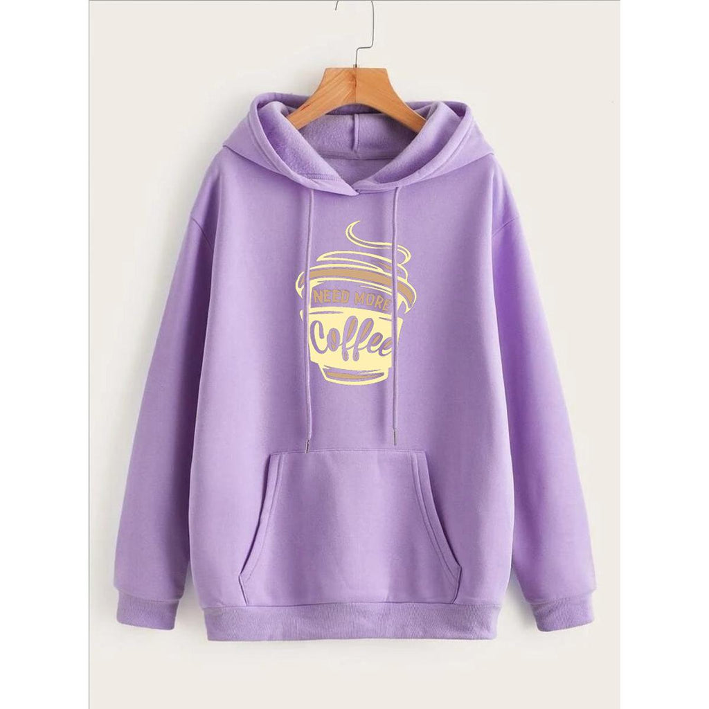 I Need More Coffee Printed Fleece Full Sleeves Pull Over Hoodie For Women - HB INDUSTRIES - Hoodies & Sweatshirts - 