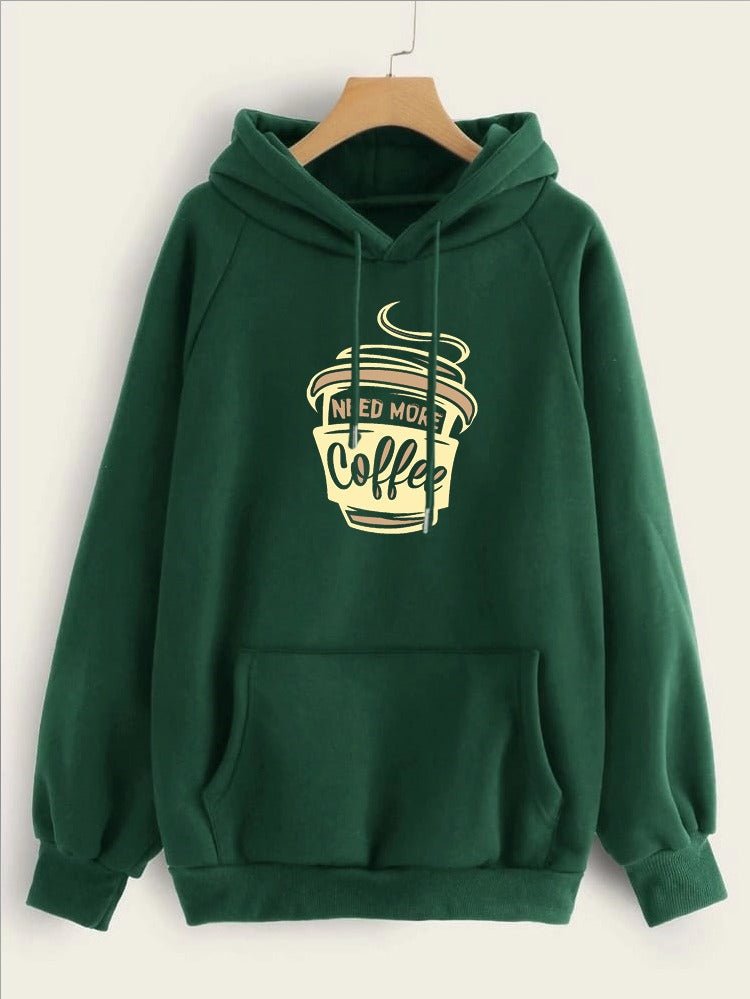 I Need More Coffee Printed Fleece Full Sleeves Pull Over Hoodie For Women - HB INDUSTRIES - Hoodies & Sweatshirts - 