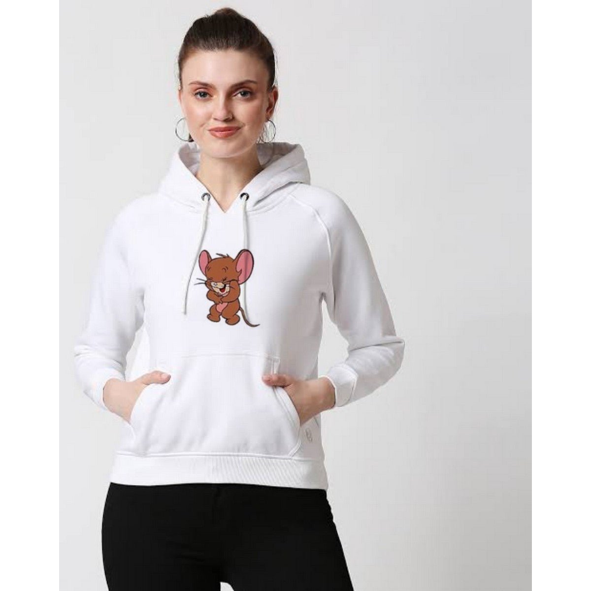 jerry White Fleece Full Sleeves Pull Over Hoodie For Women - HB INDUSTRIES - Hoodies & Sweatshirts - 