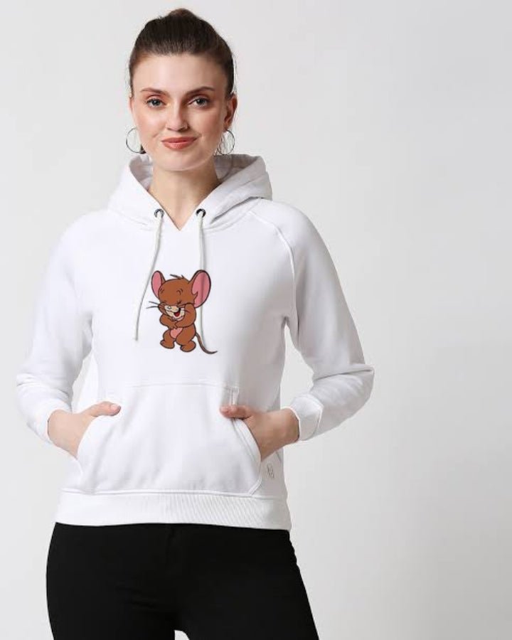 jerry White Fleece Full Sleeves Pull Over Hoodie For Women - HB INDUSTRIES - Hoodies & Sweatshirts - 