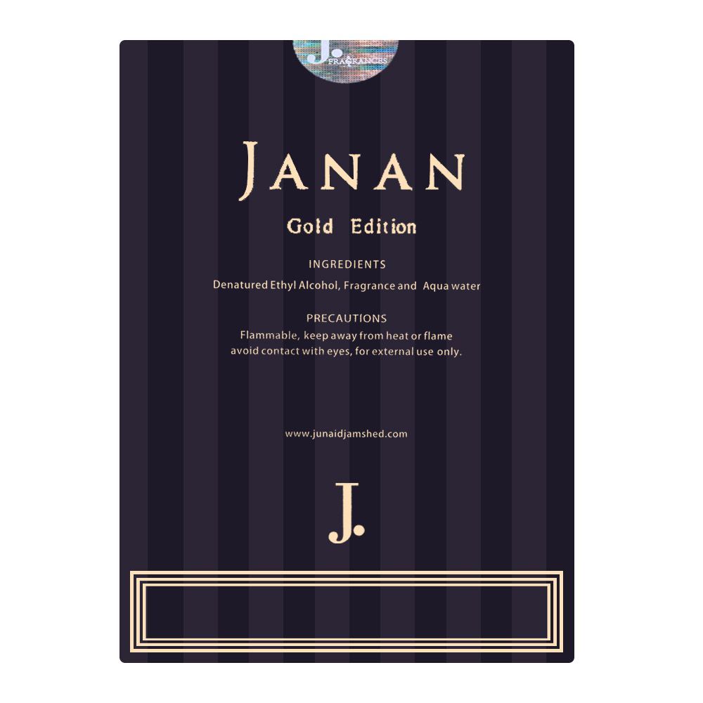 Junaid Jamshed J. Janan Gold Edition Eau De Parfum, 100ml - HB INDUSTRIES - Men Perfumes - 