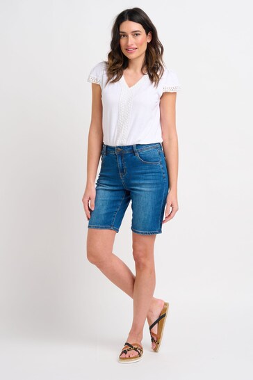 Stretch Denim Longline Shorts