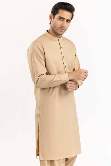 Khaki Basic Shalwar Kameez - HB INDUSTRIES - Shalwar Kameez - 