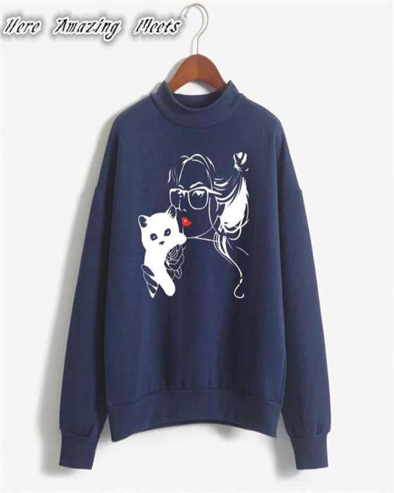 Kitty Printed Sweat Shirt For womens - HB INDUSTRIES - Hoodies & Sweatshirts - 