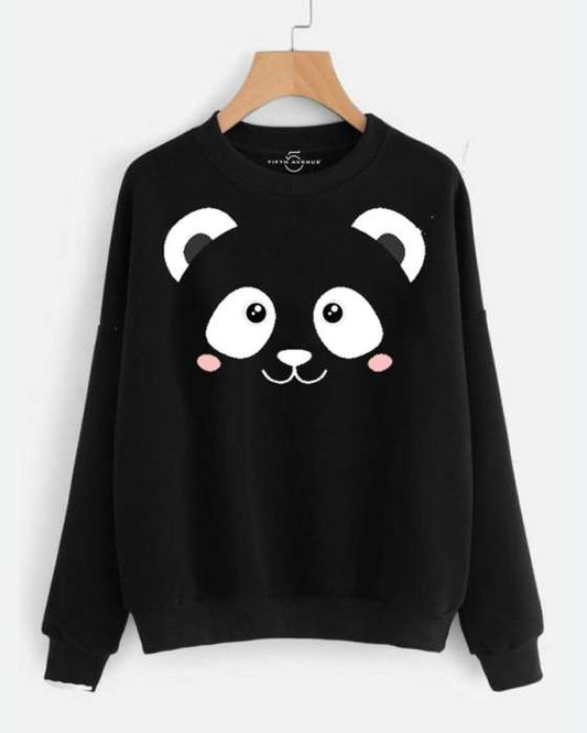 LADIES PRINTED SWEAT SHIRTS Black ( Teddy Print ) - HB INDUSTRIES - Hoodies & Sweatshirts - 