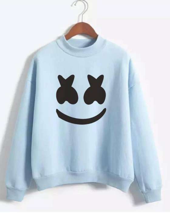 LIGHT BLUE SMILE SWEATSHIRT FOR womens - HB INDUSTRIES - Hoodies & Sweatshirts - 