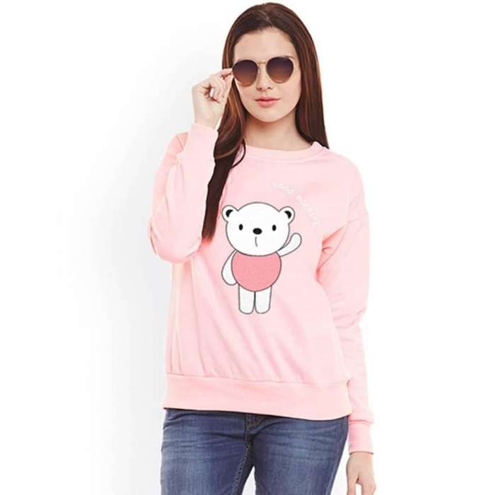 Light Pink Good Morning Panda Print Sweat Shirt SS 91 - HB INDUSTRIES - Hoodies & Sweatshirts - 