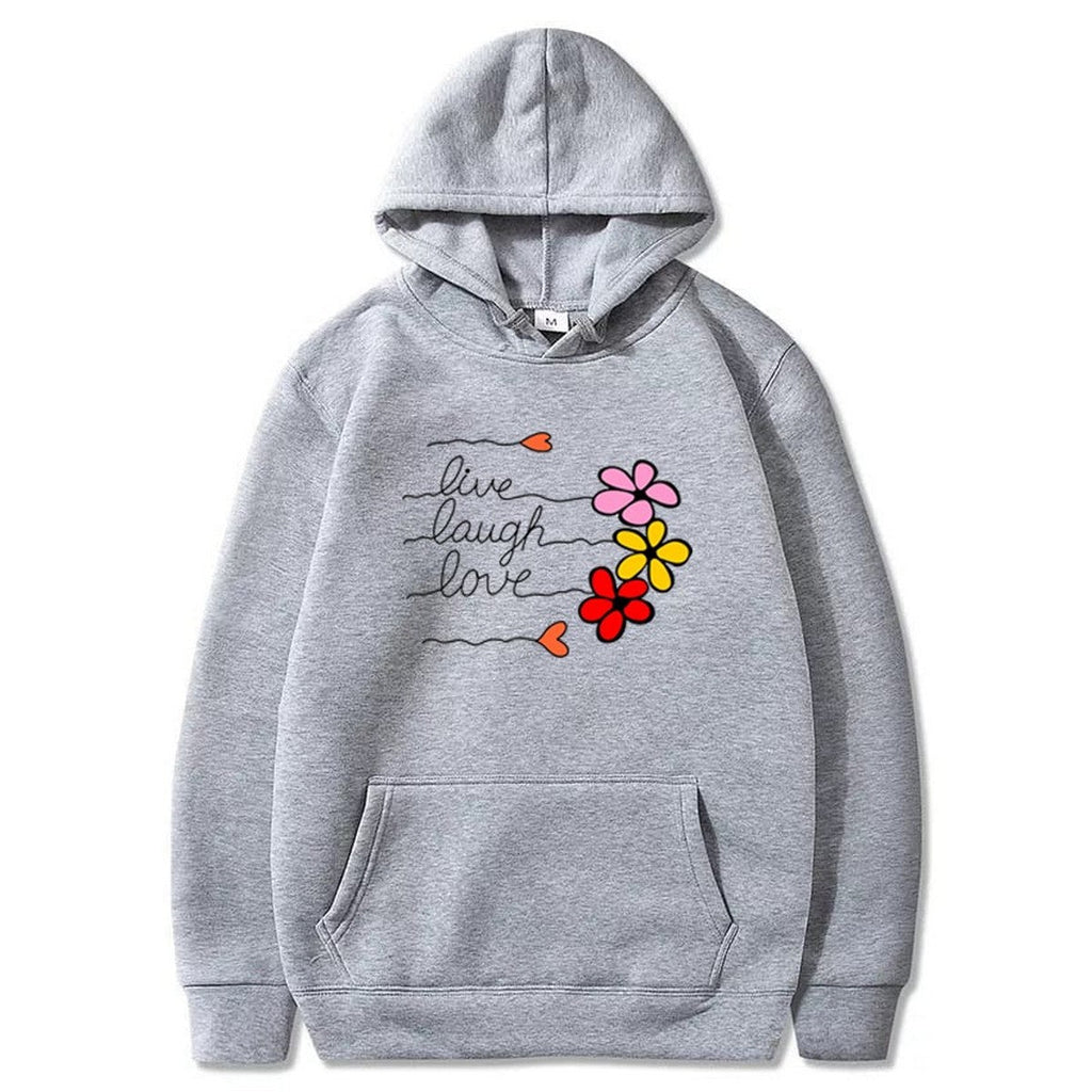 LIve Laugh Love Printed Fleece Full Sleeves Pull Over Hoodie For Women - HB INDUSTRIES - Hoodies & Sweatshirts - 
