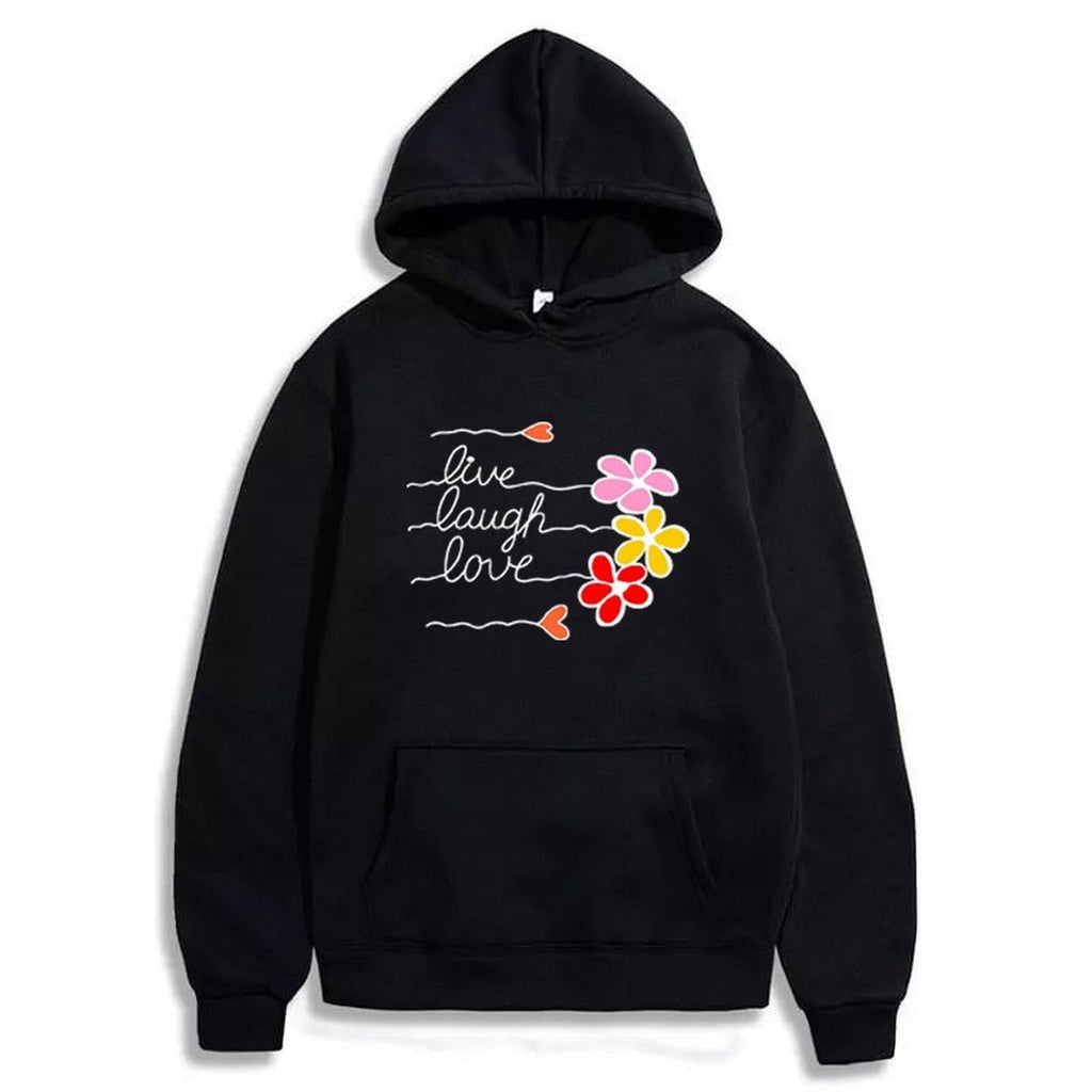 LIve Laugh Love Printed Fleece Full Sleeves Pull Over Hoodie For Women - HB INDUSTRIES - Hoodies & Sweatshirts - 