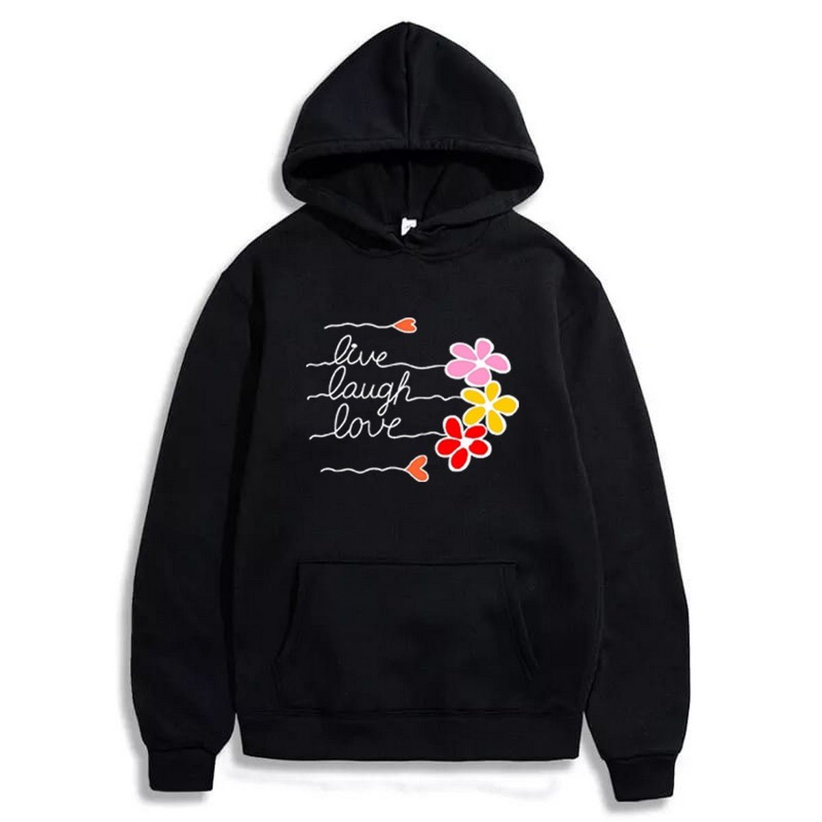 LIve Laugh Love Printed Fleece Full Sleeves Pull Over Hoodie For Women - HB INDUSTRIES - Hoodies & Sweatshirts - 