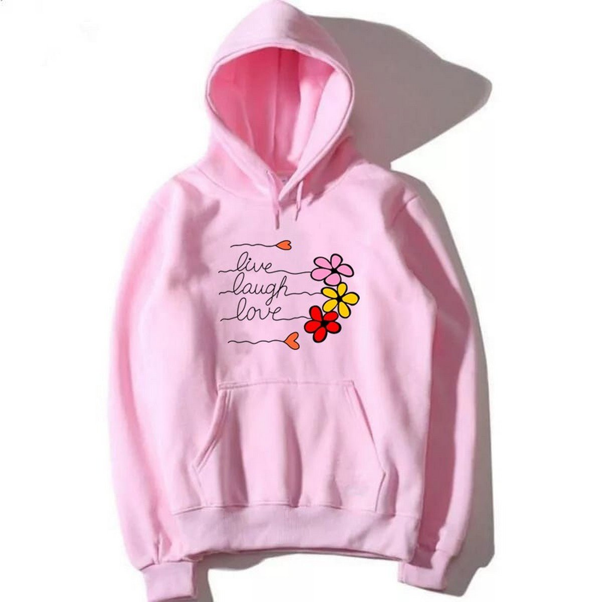 LIve Laugh Love Printed Fleece Full Sleeves Pull Over Hoodie For Women - HB INDUSTRIES - Hoodies & Sweatshirts - 