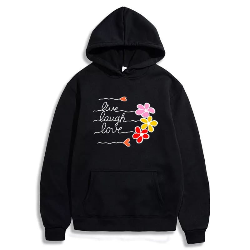 LIve Laugh Love Printed Fleece Full Sleeves Pull Over Hoodie For Women - HB INDUSTRIES - Hoodies & Sweatshirts - 