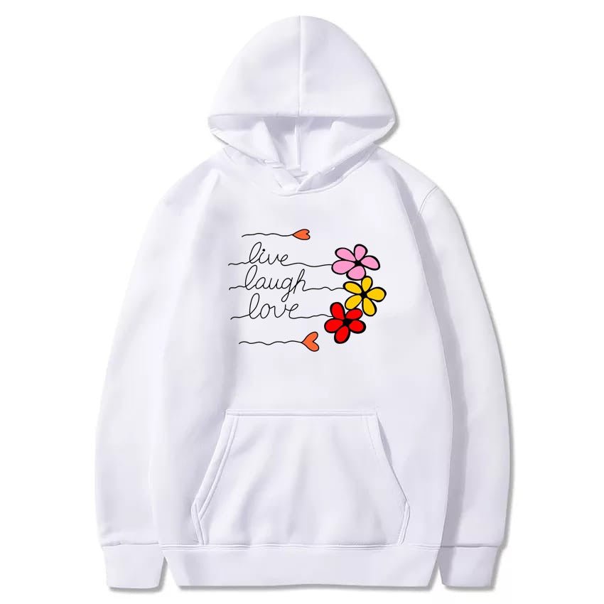 LIve Laugh Love Printed Fleece Full Sleeves Pull Over Hoodie For Women - HB INDUSTRIES - Hoodies & Sweatshirts - 