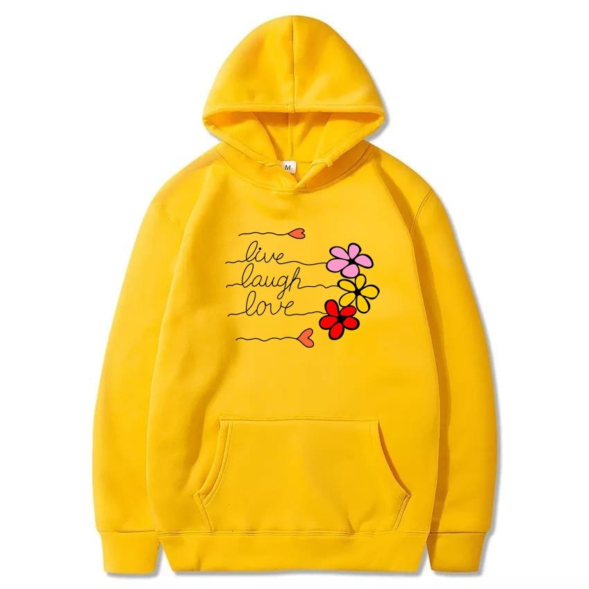 LIve Laugh Love Printed Fleece Full Sleeves Pull Over Hoodie For Women - HB INDUSTRIES - Hoodies & Sweatshirts - 