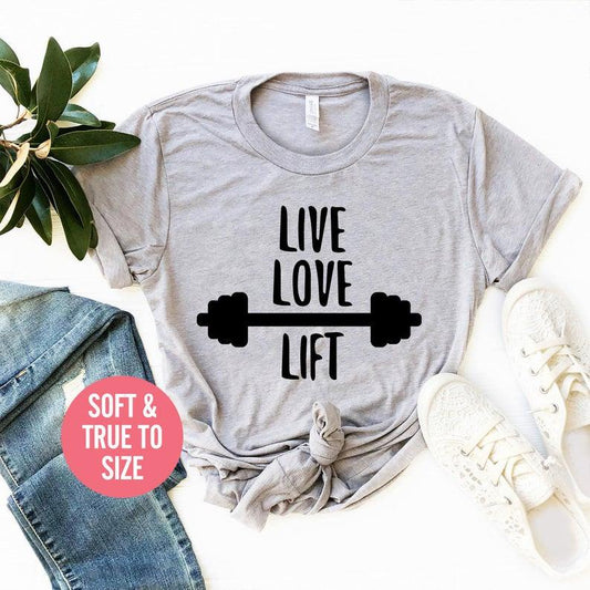 Live Love Lift T Shirt Workout T - Shirt Womens Fitness Shirt - HB INDUSTRIES - Tops & T - Shirts - 