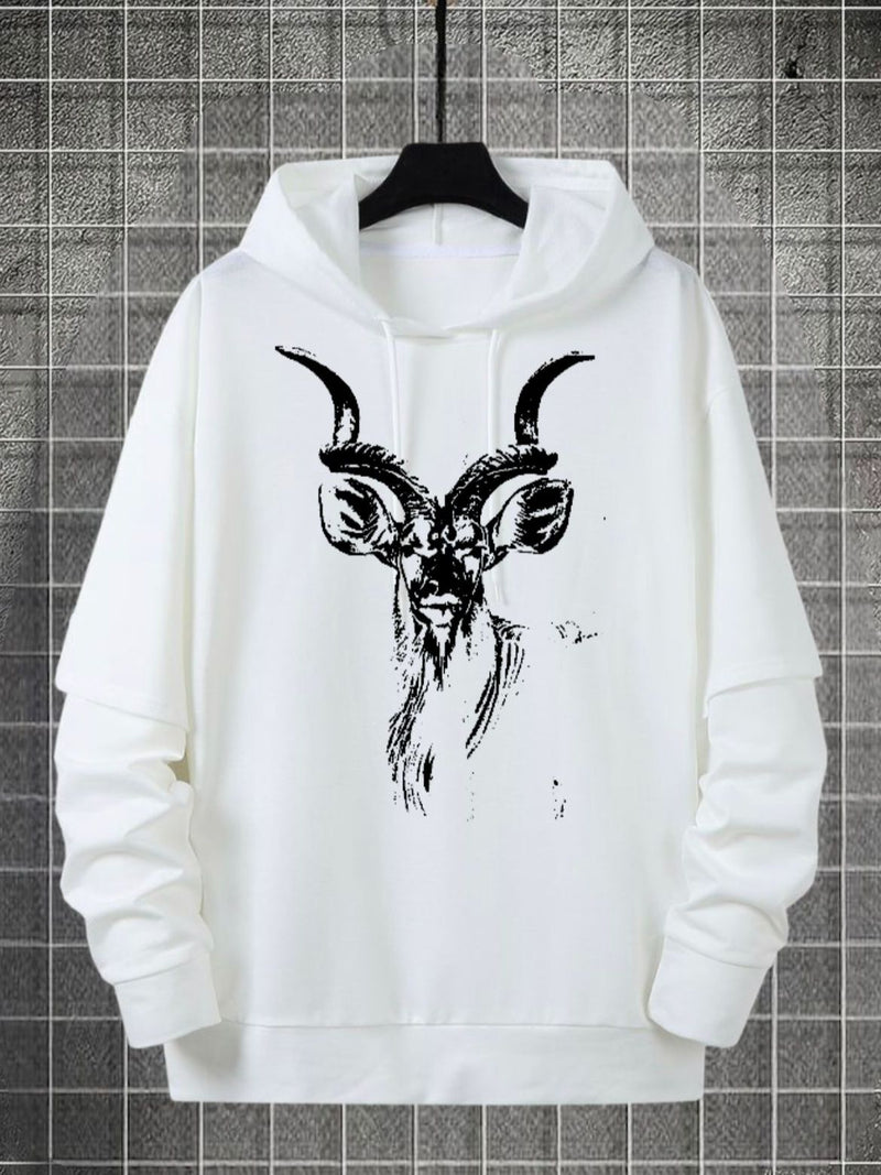 Markhor Printed Fleece Full Sleeves Pull Over Hoodie For Men & Boys - HB INDUSTRIES - Hoodie & Sweatshirt - 