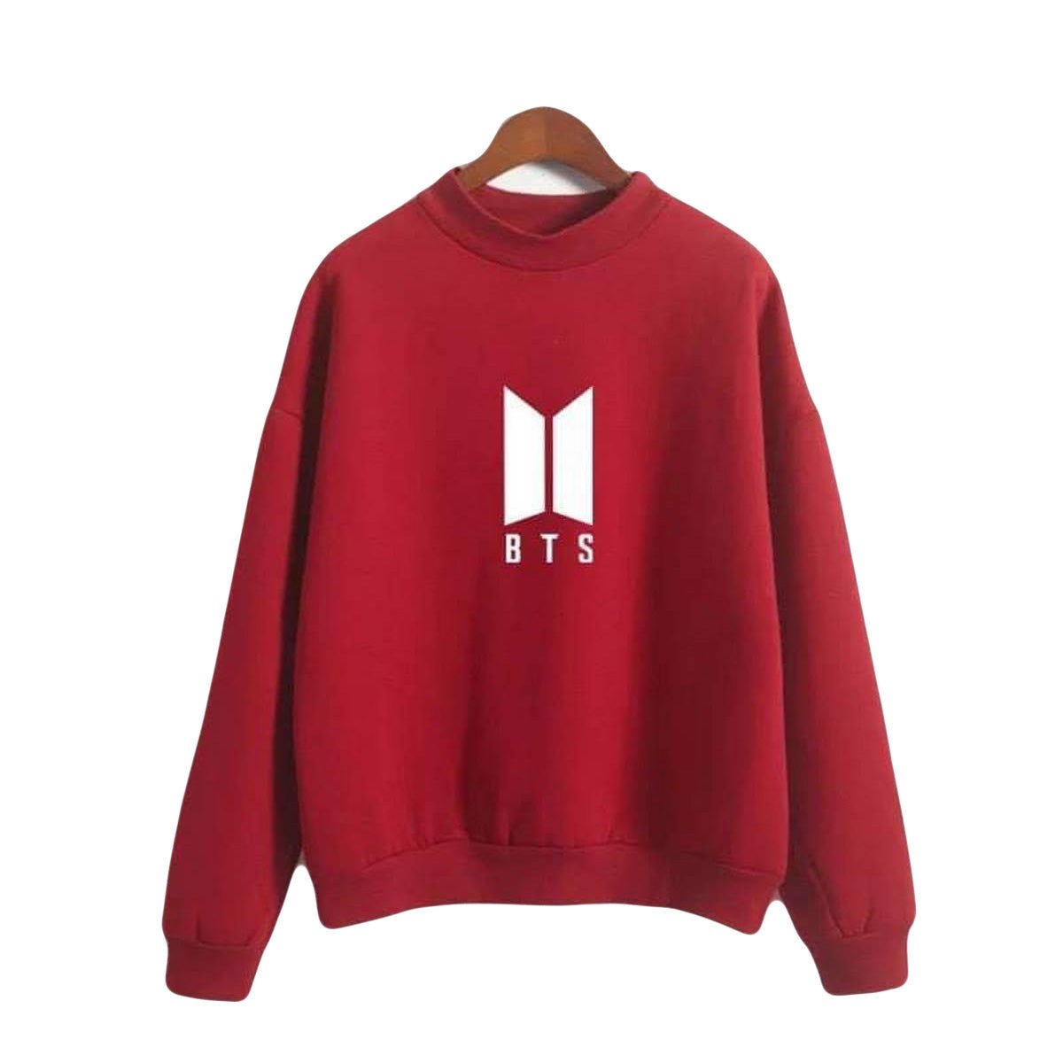 Maroon Bts Fleece Full Sleeves Pull Over Sweatshirt For Women - HB INDUSTRIES - Hoodies & Sweatshirts - 