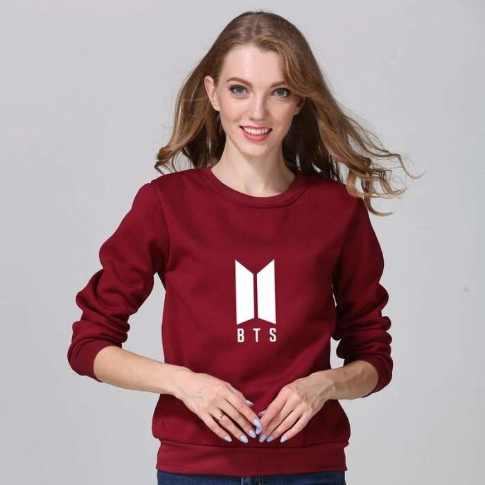 Maroon Fleece BTS Sweatshirt For Women - HB INDUSTRIES - Hoodies & Sweatshirts - 