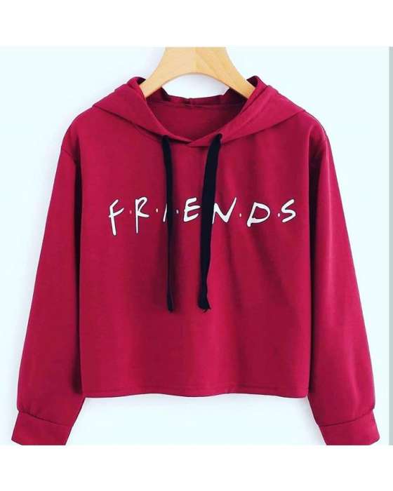 MAROON FRIENDS CROPPED HOODIE FOR womens - HB INDUSTRIES - Hoodies & Sweatshirts - 