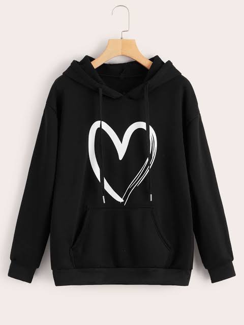 Maroon Heart Printed Fleece Full Sleeves Pull Over Hoodie For Women - HB INDUSTRIES - Hoodies & Sweatshirts - 
