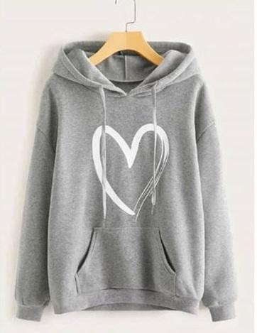 Maroon Heart Printed Fleece Full Sleeves Pull Over Hoodie For Women - HB INDUSTRIES - Hoodies & Sweatshirts - 