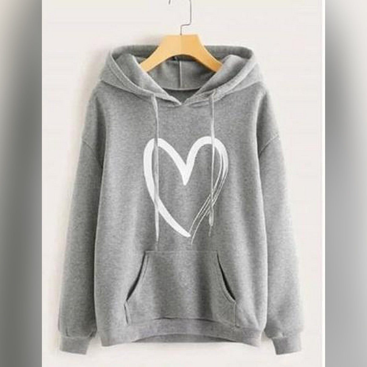 Maroon Heart Printed Fleece Full Sleeves Pull Over Hoodie For Women - HB INDUSTRIES - Hoodies & Sweatshirts - 