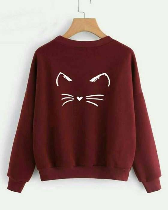 maroon meow sweatshirt for women - HB INDUSTRIES - Hoodies & Sweatshirts - 