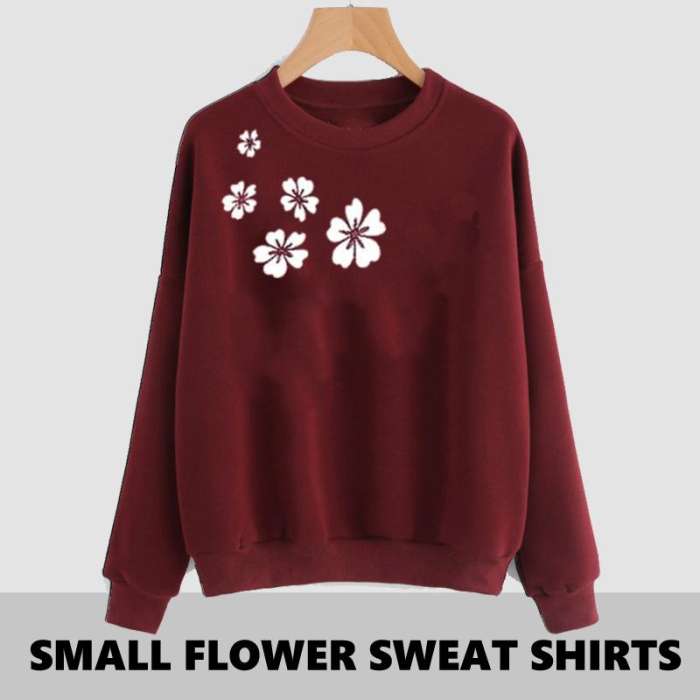 MAROON SIDE FLOWER PRINTED SWEAT SHIRT