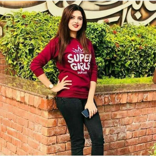 Maroon Super Don t Cry Printed Sweatshirt For Women - HB INDUSTRIES - Hoodies & Sweatshirts - 
