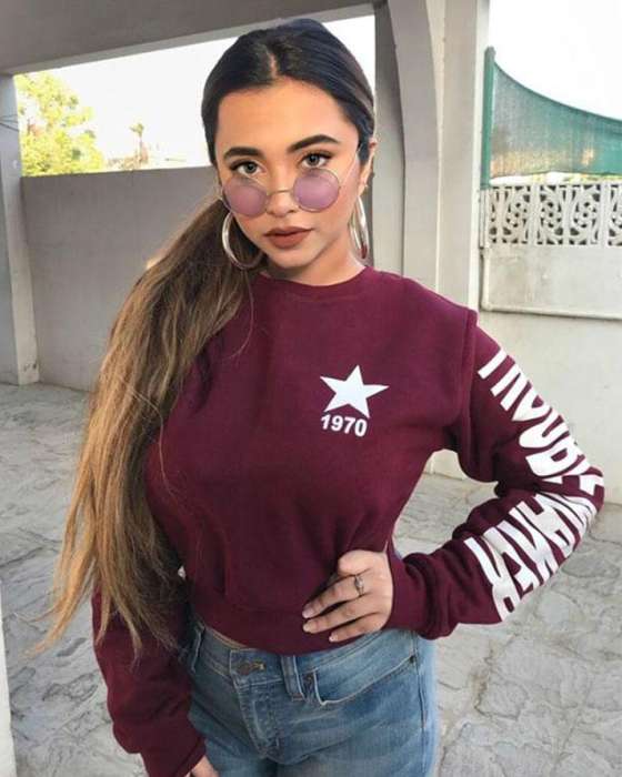 MAROON TROUBLE MAKER CROPPED SWEATSHIRT FOR WOMEN - HB INDUSTRIES - Hoodies & Sweatshirts - 
