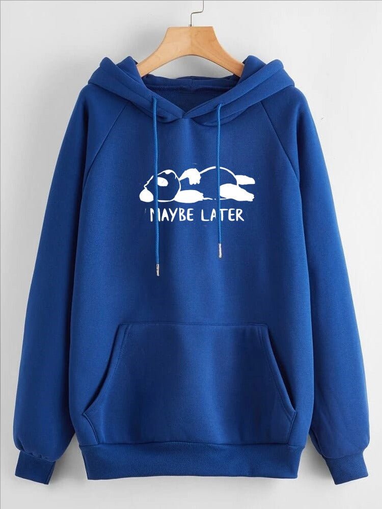 Maybe Later Printed Fleece Full Sleeves Pull Over Hoodie For Women - HB INDUSTRIES - Hoodies & Sweatshirts - 