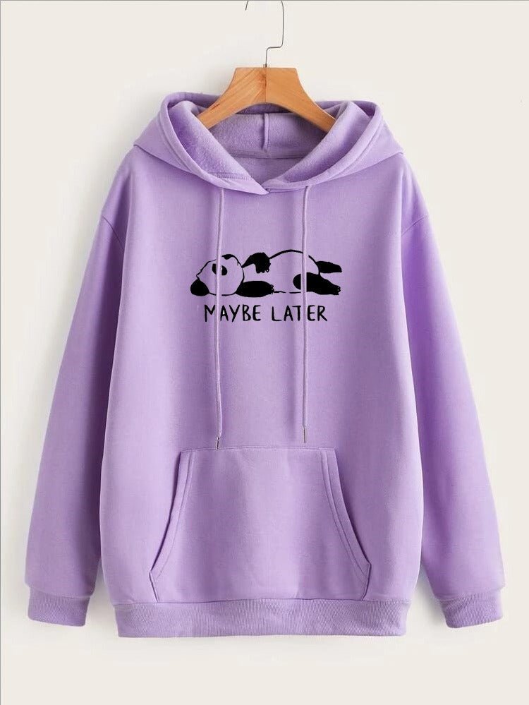Maybe Later Printed Fleece Full Sleeves Pull Over Hoodie For Women - HB INDUSTRIES - Hoodies & Sweatshirts - 