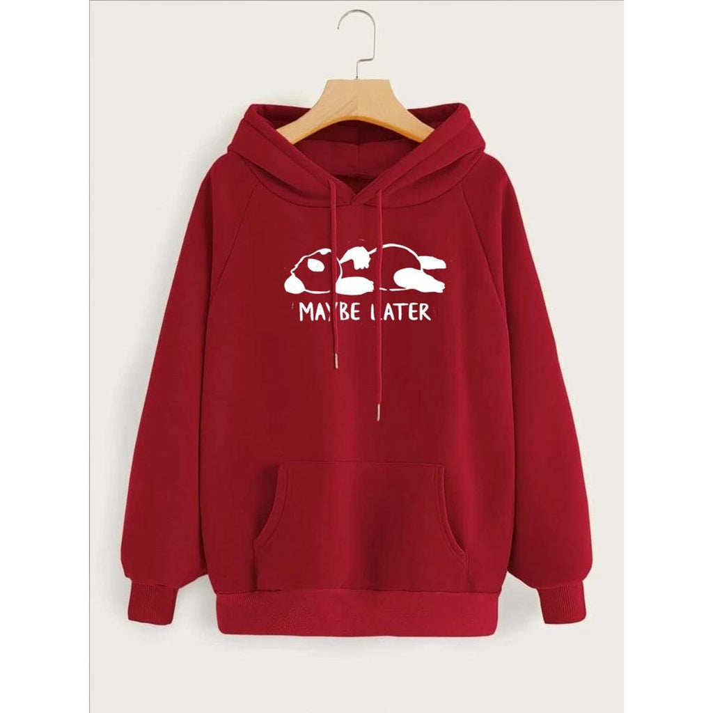 Maybe Later Printed Fleece Full Sleeves Pull Over Hoodie For Women - HB INDUSTRIES - Hoodies & Sweatshirts - 