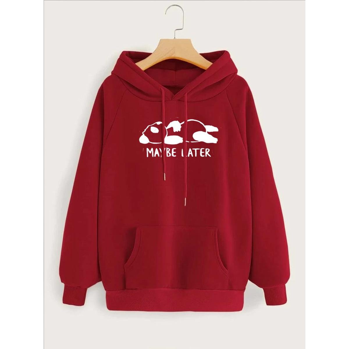 Maybe Later Printed Fleece Full Sleeves Pull Over Hoodie For Women - HB INDUSTRIES - Hoodies & Sweatshirts - 