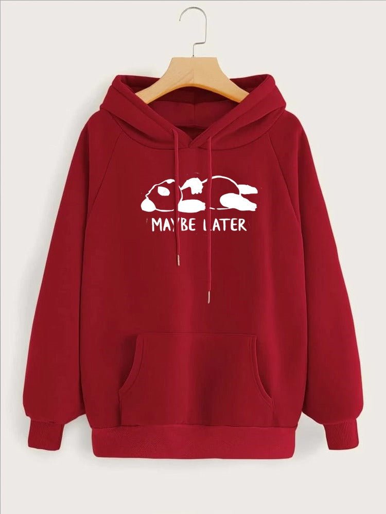 Maybe Later Printed Fleece Full Sleeves Pull Over Hoodie For Women - HB INDUSTRIES - Hoodies & Sweatshirts - 