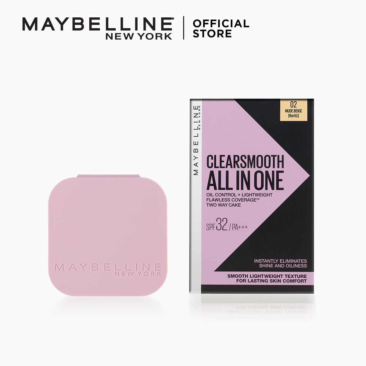 Maybelline New York Clear Smooth All In One Powder Foundation - 02 Nude Beige - HB INDUSTRIES - Face - 