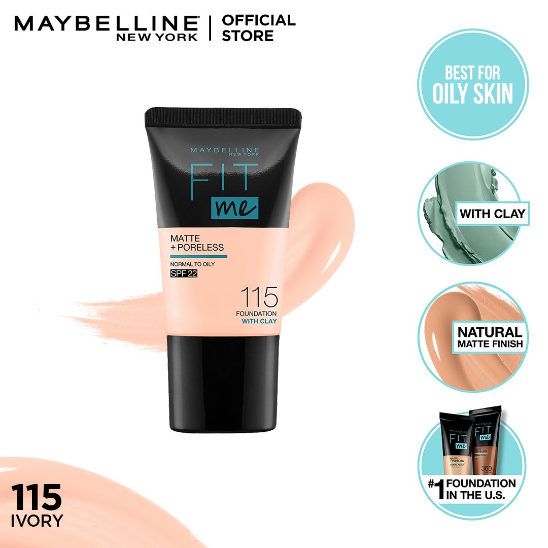 Maybelline New York Fit Me Matte & Poreless Liquid Foundation 18Ml Mini Tube - 115 Ivory - For Normal To Oily Skin - HB INDUSTRIES - Face - 