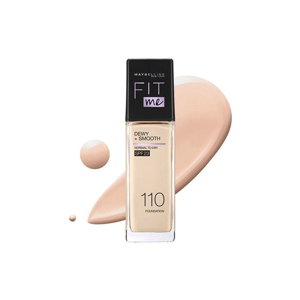 Maybelline Ny New Fit Me Dewy + Smooth Liquid Foundation Spf 23 - 110 Porcelain 30Ml - For Normal To Dry Skin - HB INDUSTRIES - Face - 