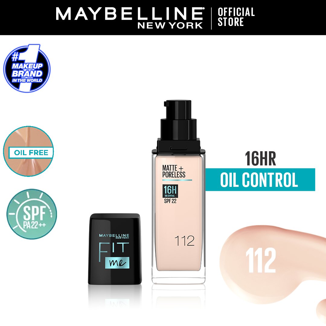 Maybelline Ny New Fit Me Matte + Poreless Liquid Foundation Spf 22 - 112 Natural Ivory 30Ml - For Normal To Oily Skin - HB INDUSTRIES - Face - 