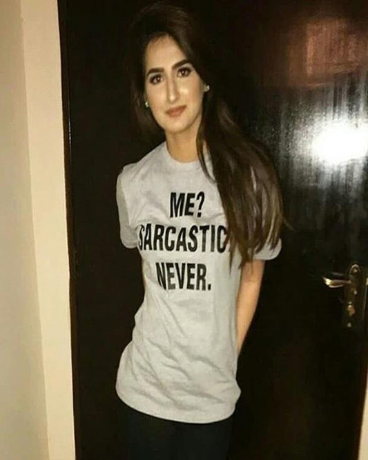 Me Sarcastic Never Cotton Printed T - Shirt For Women - Grey - HB INDUSTRIES - Tops & T - Shirts - 