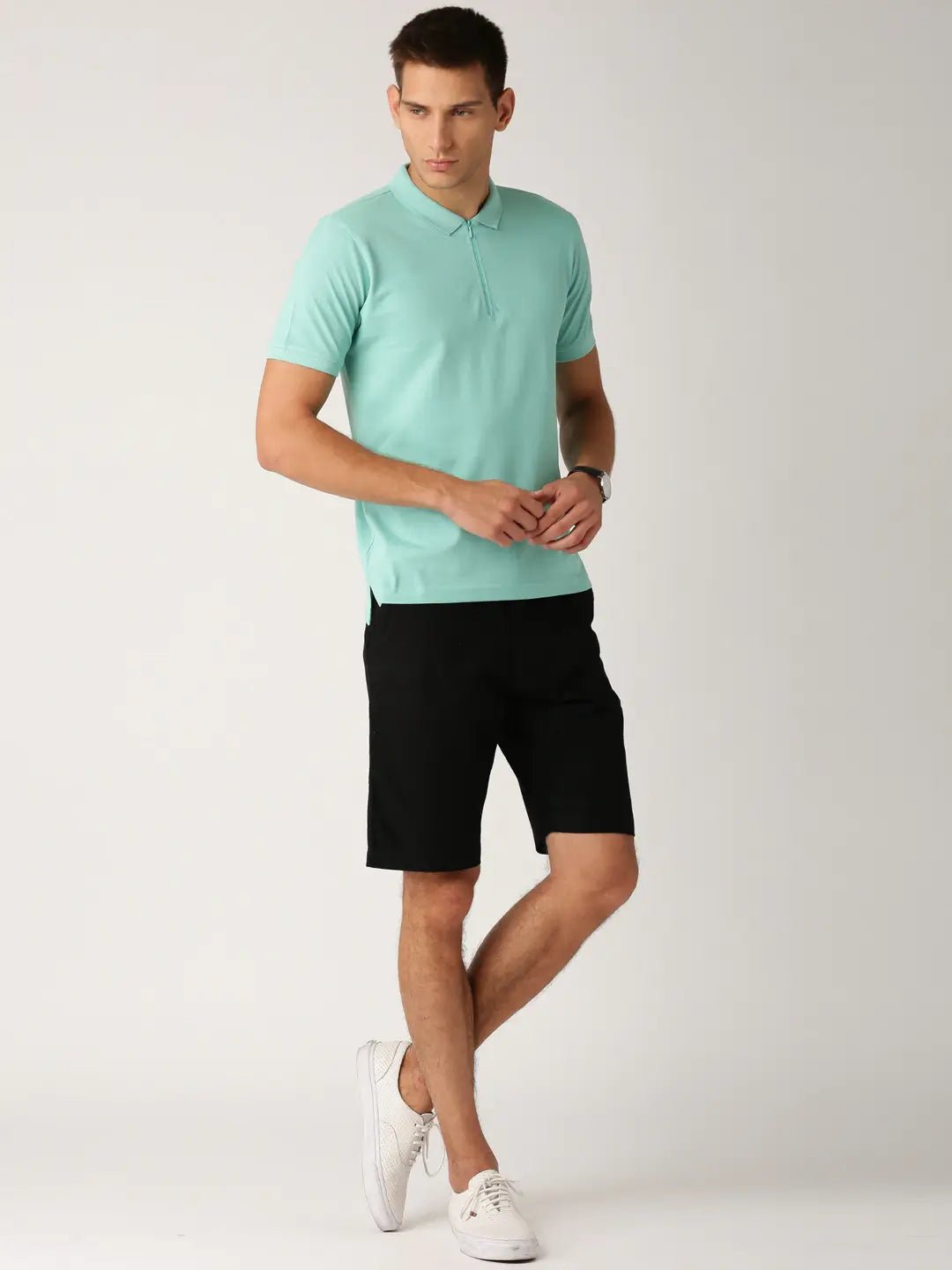 Men Black Solid Regular Fit Regular Shorts - HB INDUSTRIES - Shorts - 